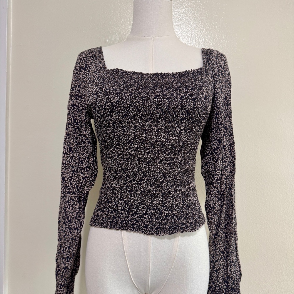 Faherty Black and White Patterned Blouse